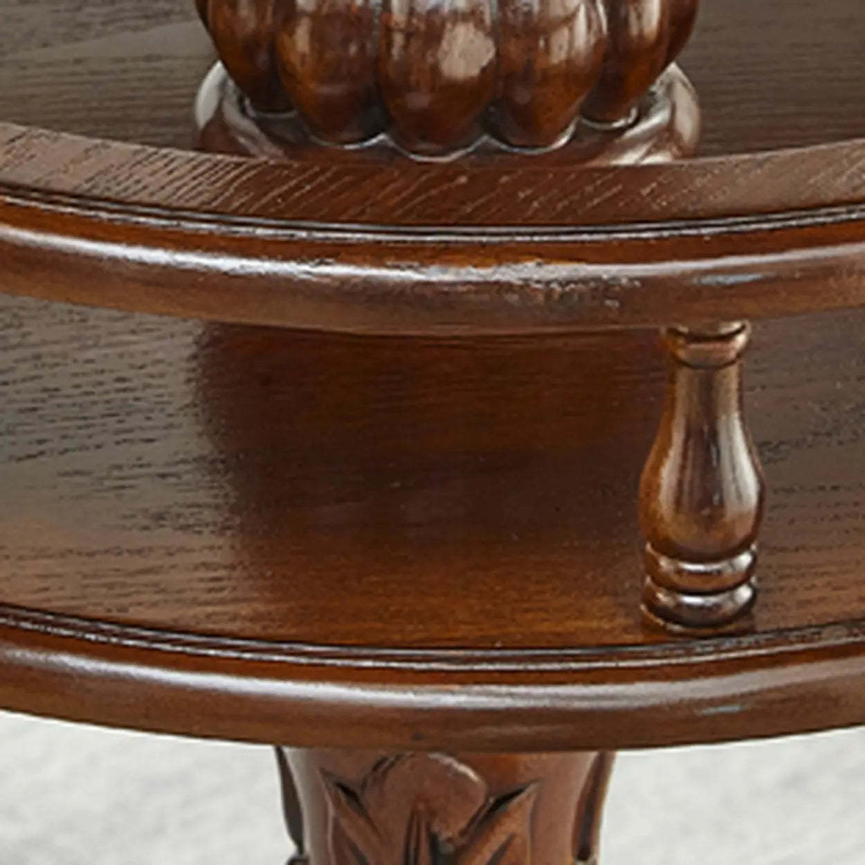 Vintage Round Brown Wood Counter Height Bar Table