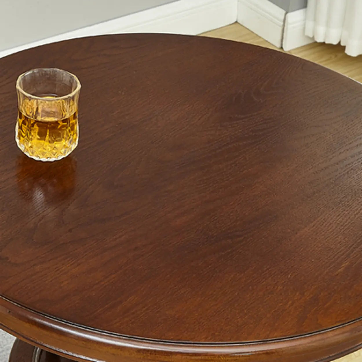 Vintage Round Brown Wood Counter Height Bar Table