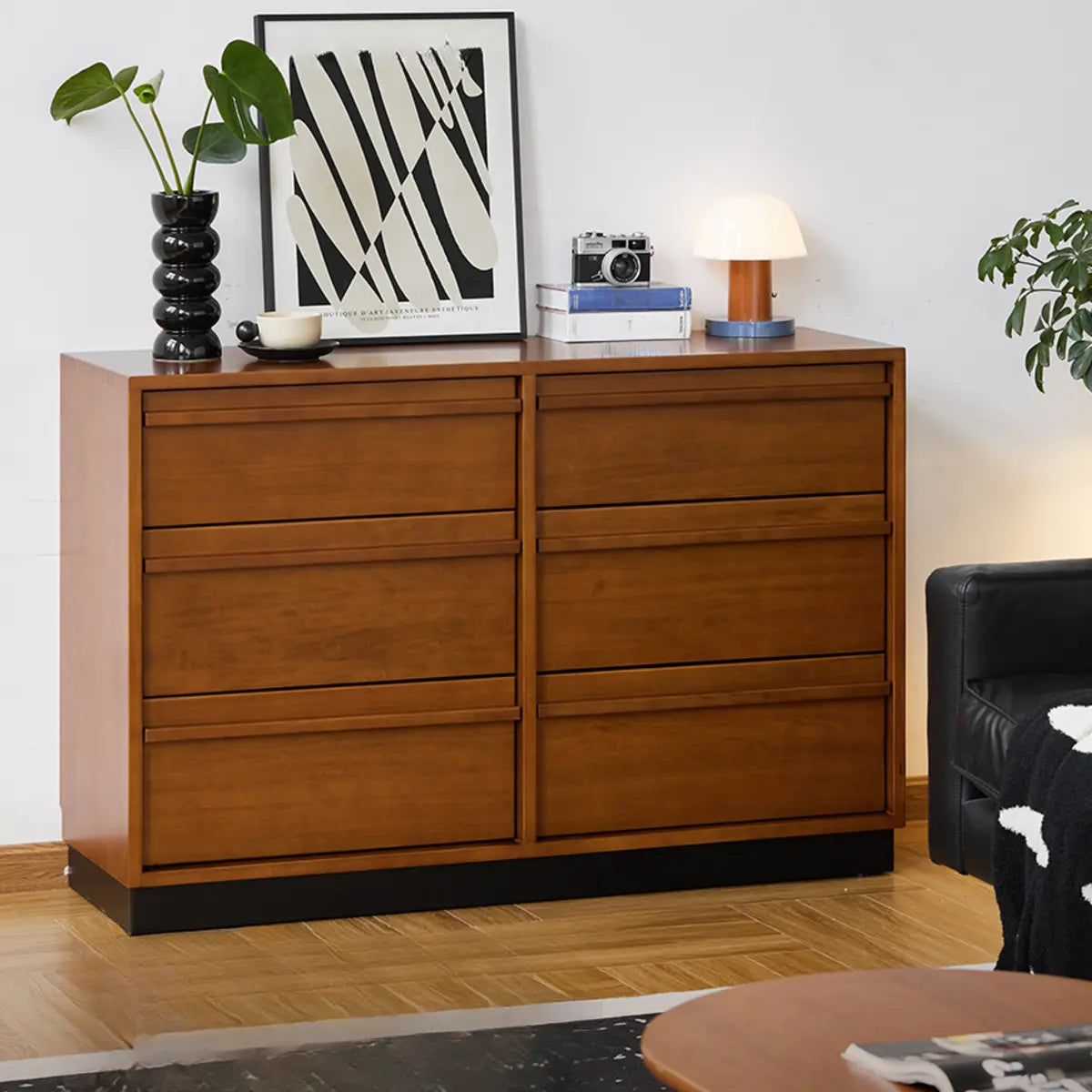 Classic Brown Wood Narrow Shelf Sideboard with Drawers
