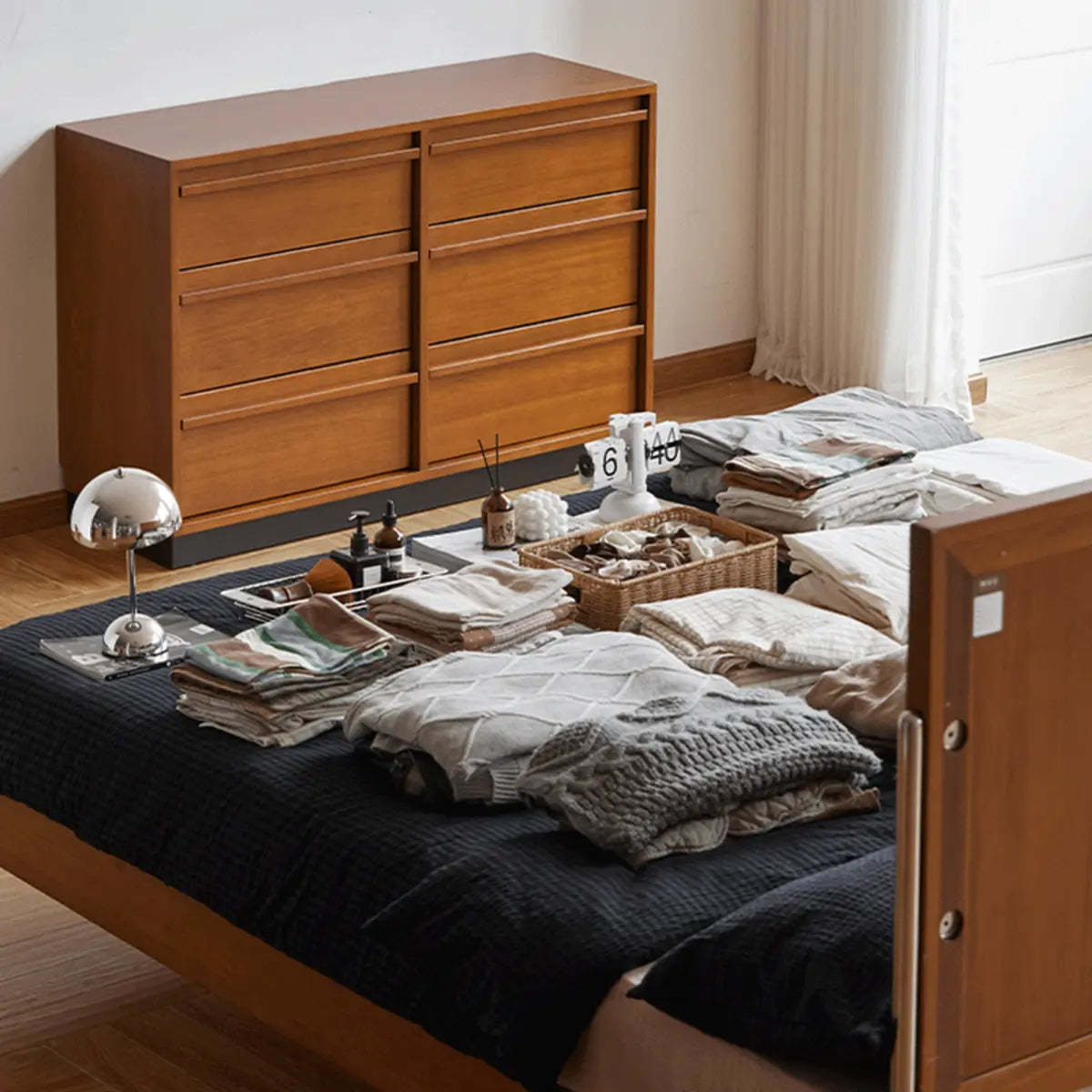 Classic Brown Wood Narrow Shelf Sideboard with Drawers