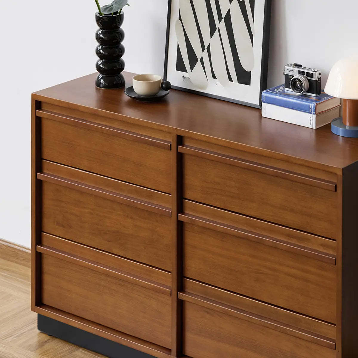 Classic Brown Wood Narrow Shelf Sideboard with Drawers