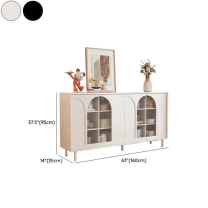 Classic White Wood Sideboard with Glass Doors