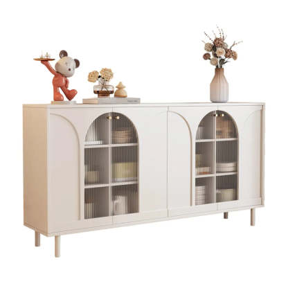 Classic White Wood Sideboard with Glass Doors — Black