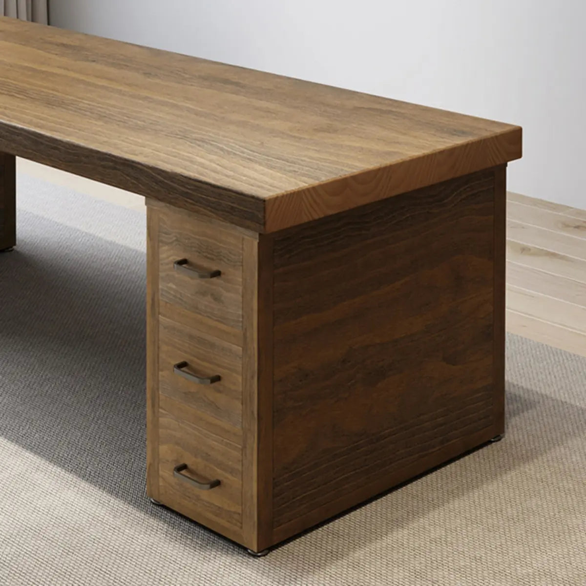 Classic Wooden Drawer Double Writing Desk — 6 / Without Chairs