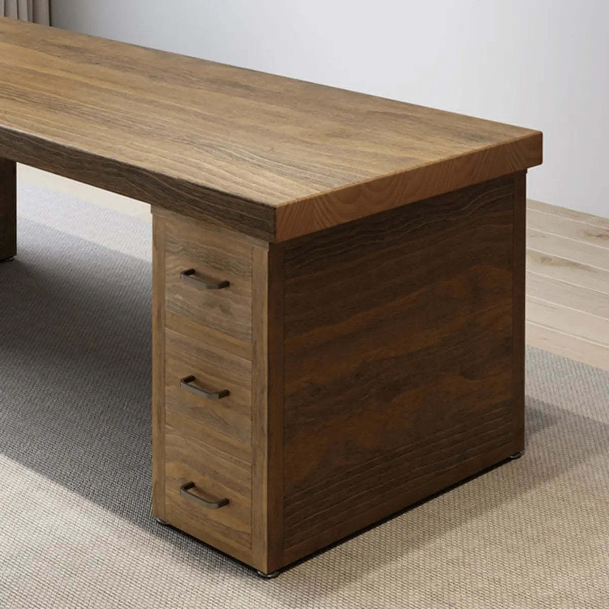 Classic Wooden Drawer Double Writing Desk — 6 / Without Chairs