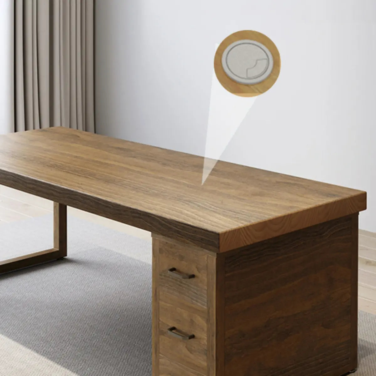Classic Wooden Drawer Double Writing Desk — 3 / Without Chairs