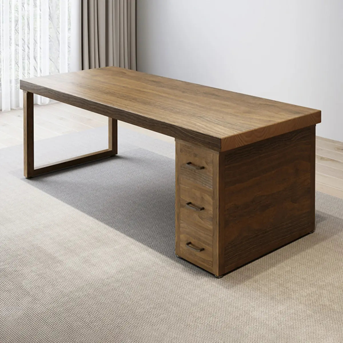 Classic Wooden Drawer Double Writing Desk — 6 / Without Chairs
