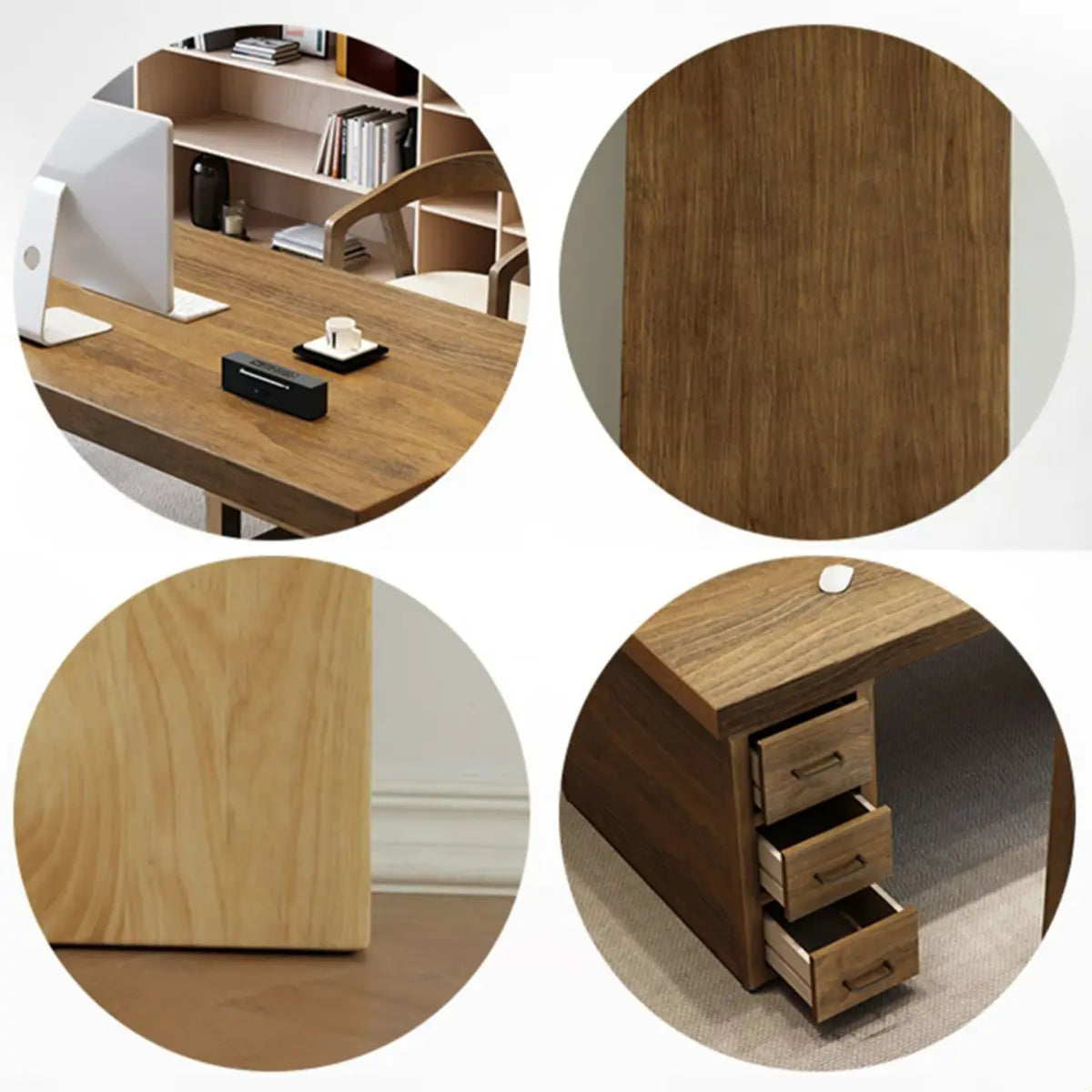 Classic Wooden Drawer Double Writing Desk — 6 / Without Chairs