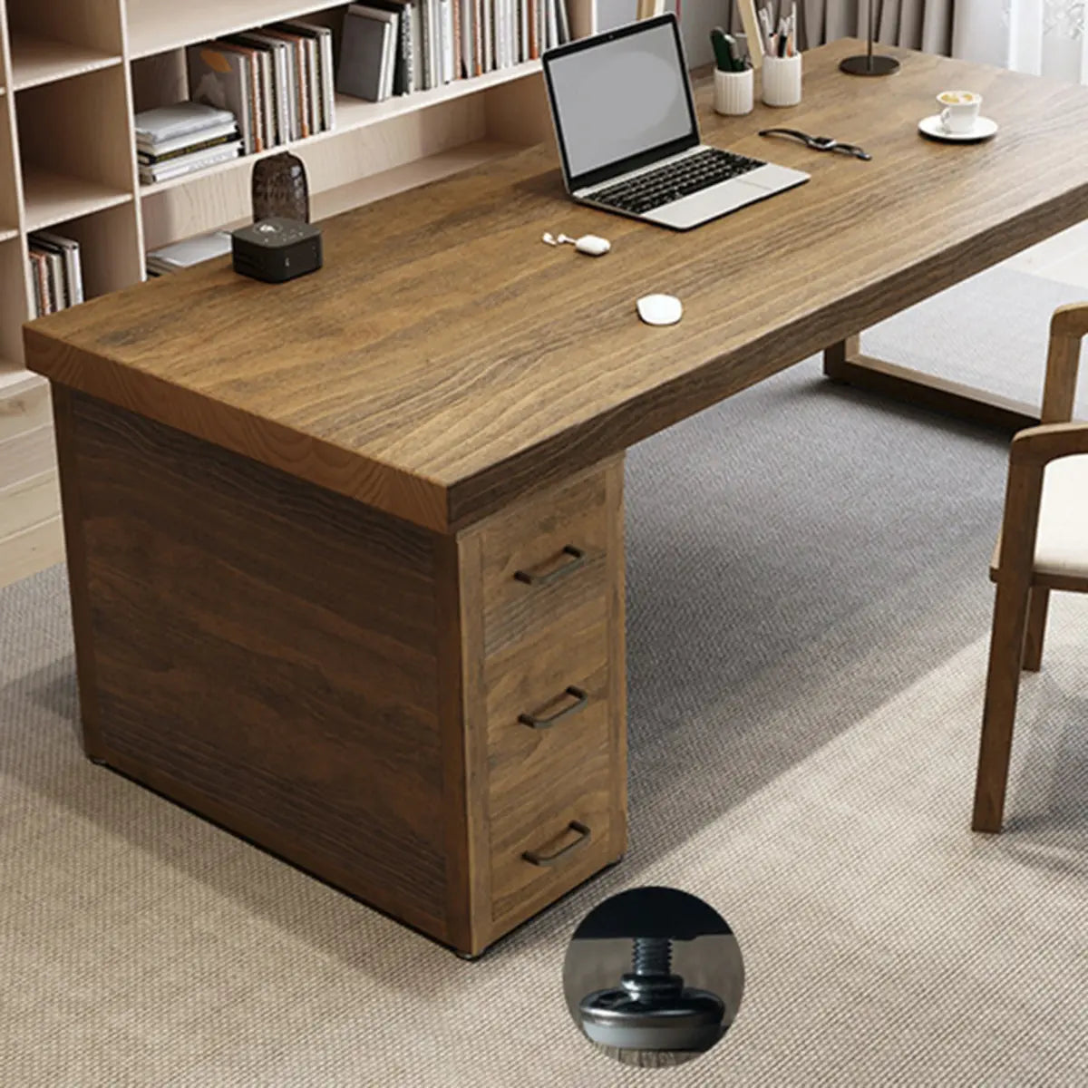 Classic Wooden Drawer Double Writing Desk — 3 / Without Chairs