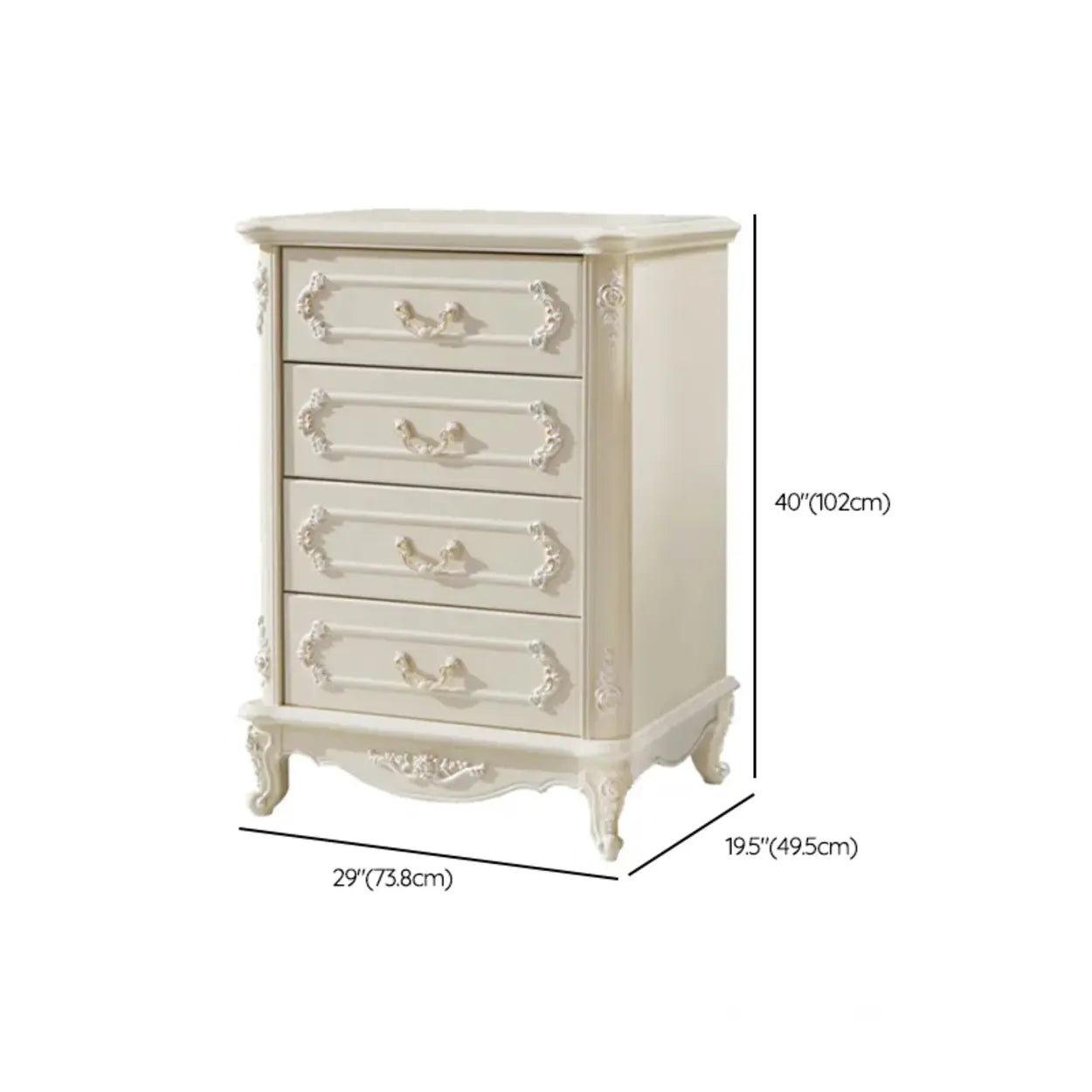 Classical Cream Vertical Wooden Chest