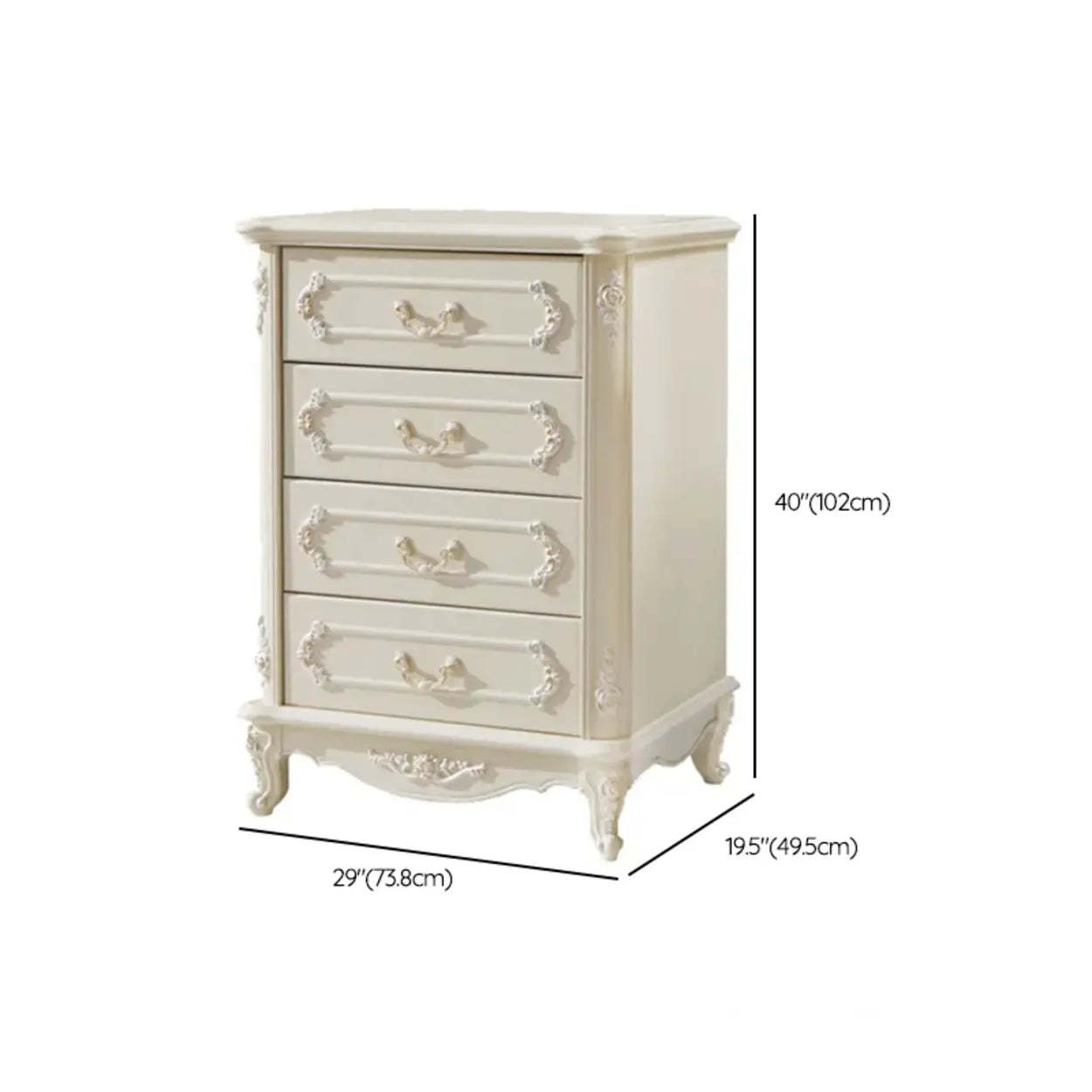 Classical Cream Vertical Wooden Chest