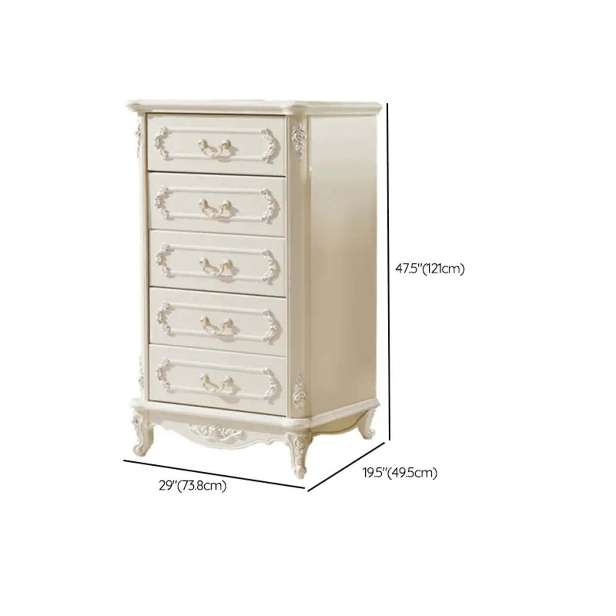 Classical Cream Vertical Wooden Chest