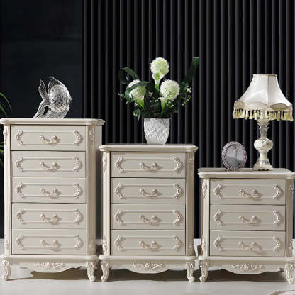 Classical Cream Vertical Wooden Chest
