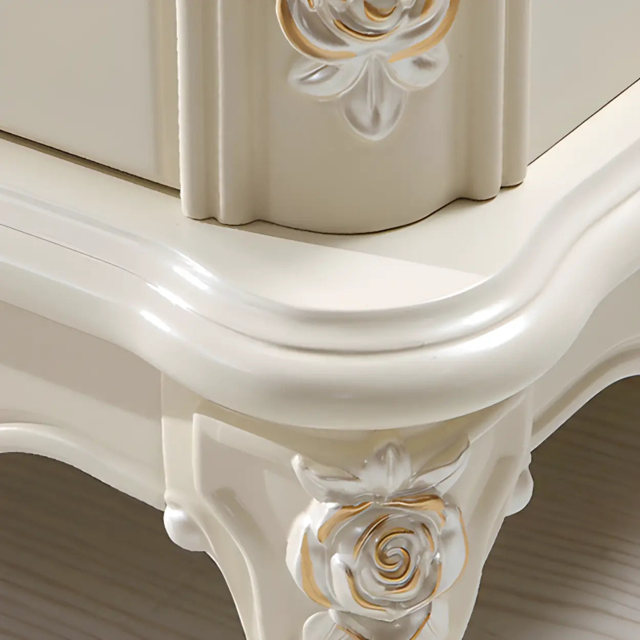Classical Cream Vertical Wooden Chest