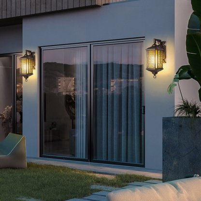 Classical Hollow Pattern Outdoor Waterproof Wall Lamp for Villa Courtyard Corridor-Lighom