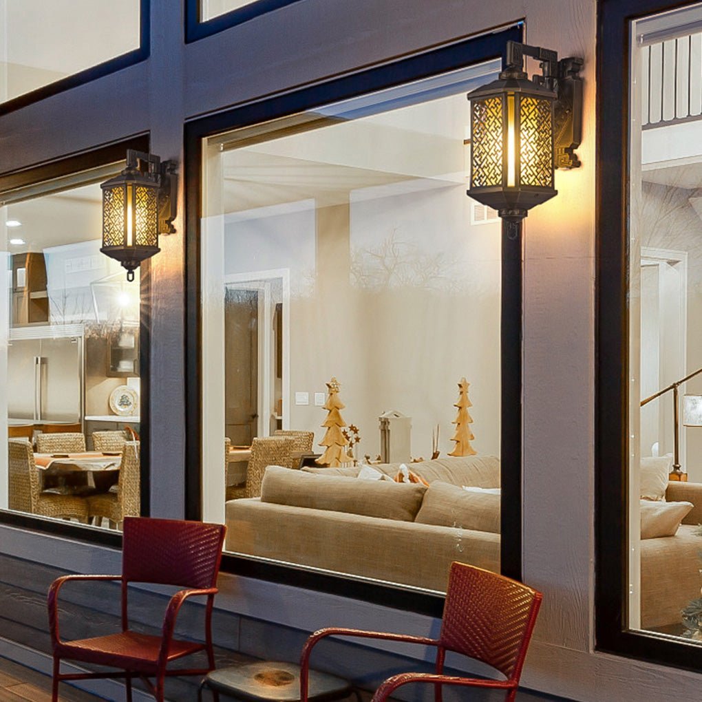 Classical Hollow Pattern Outdoor Waterproof Wall Lamp for Villa Courtyard Corridor-Lighom