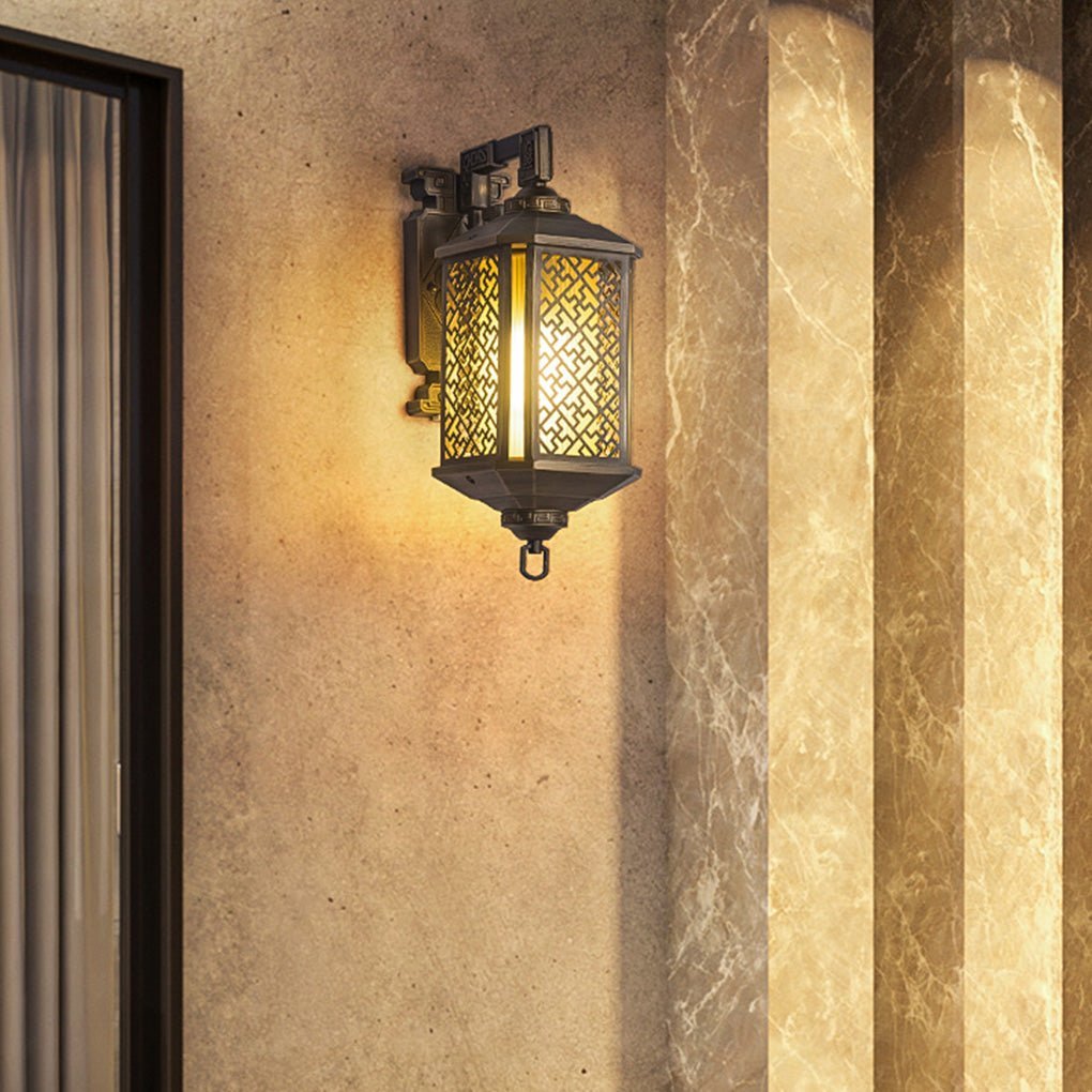 Classical Hollow Pattern Outdoor Waterproof Wall Lamp for Villa Courtyard Corridor-Lighom