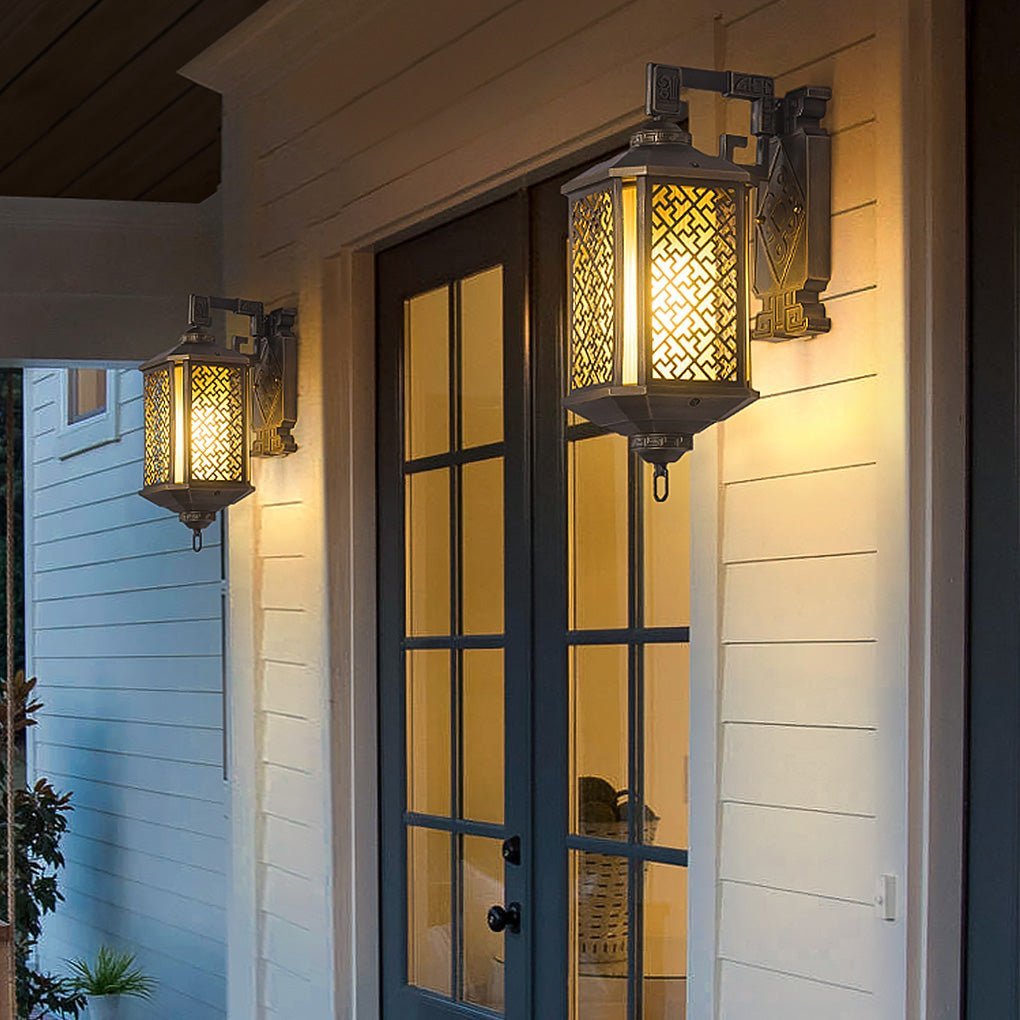 Classical Hollow Pattern Outdoor Waterproof Wall Lamp for Villa Courtyard Corridor-Lighom