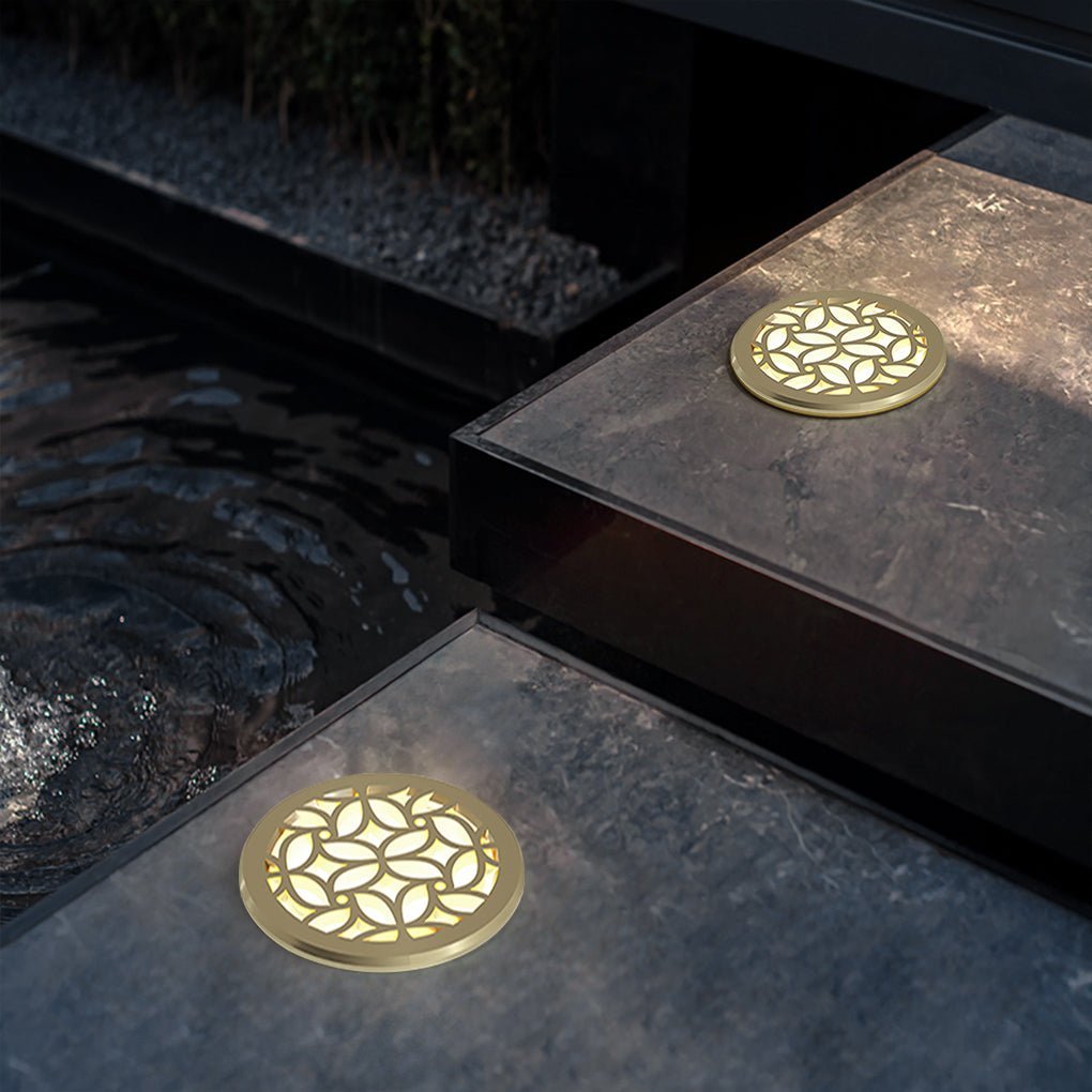 Classical Pattern Waterproof LED Embedded Ground Lights for Outdoor Garden Steps-Lighom
