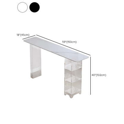 Clear Acrylic Shelf Black Rectangular Slate Bar Table — Without Chairs / White