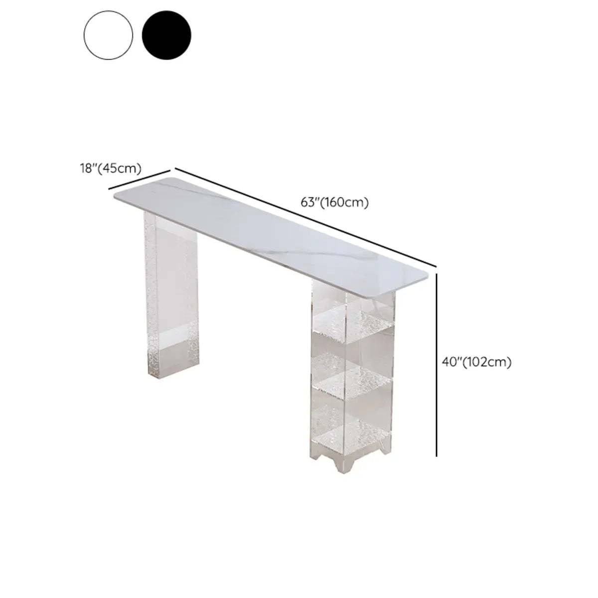 Clear Acrylic Shelf Black Rectangular Slate Bar Table — Without Chairs / Black