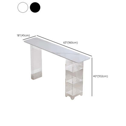 Clear Acrylic Shelf Black Rectangular Slate Bar Table — Without Chairs / Black