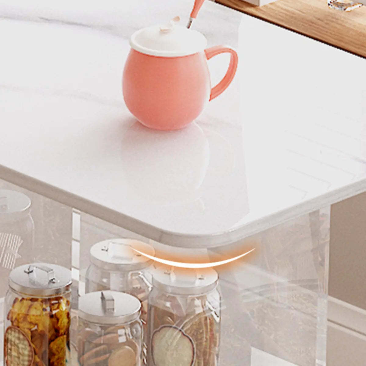 Clear Acrylic Shelf Black Rectangular Slate Bar Table — Without Chairs / Black