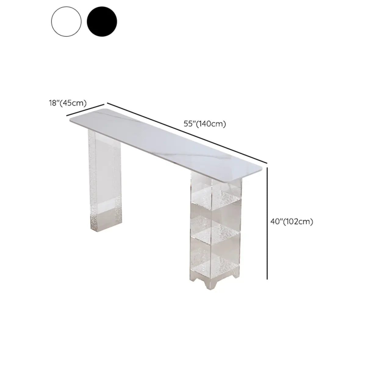 Clear Acrylic Shelf Black Rectangular Slate Bar Table — Without Chairs / Black