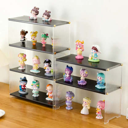 Clear Acrylic Stackable Figure Display Cabinet — Black