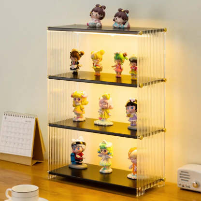 Clear Acrylic Stackable Figure Display Cabinet — Black