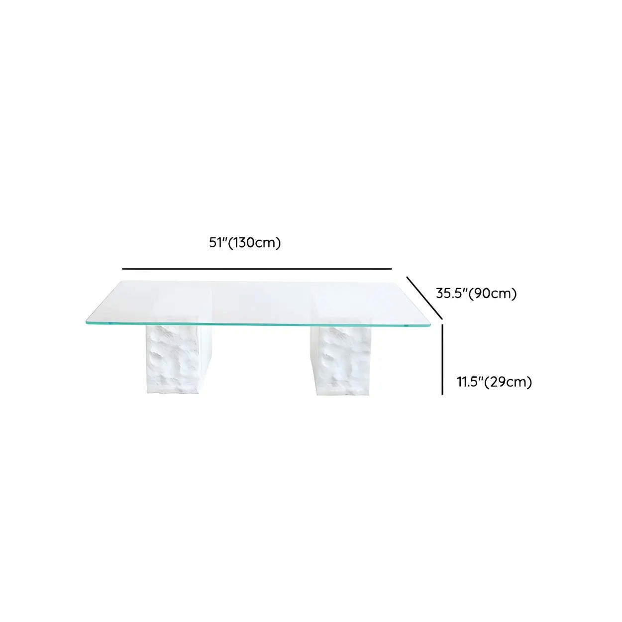 Clear Glass White Double-Pedestal Coffee Table