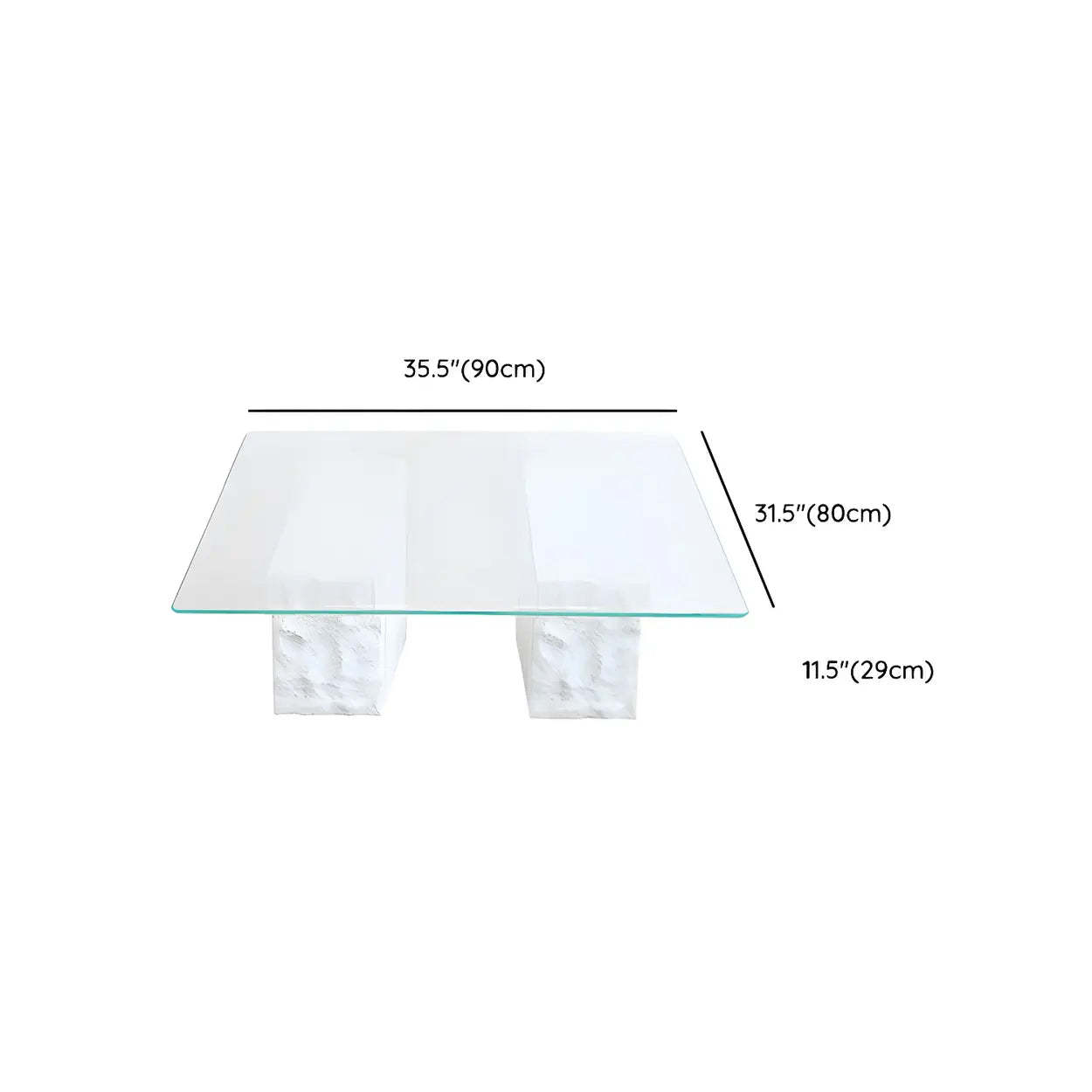 Clear Glass White Double-Pedestal Coffee Table