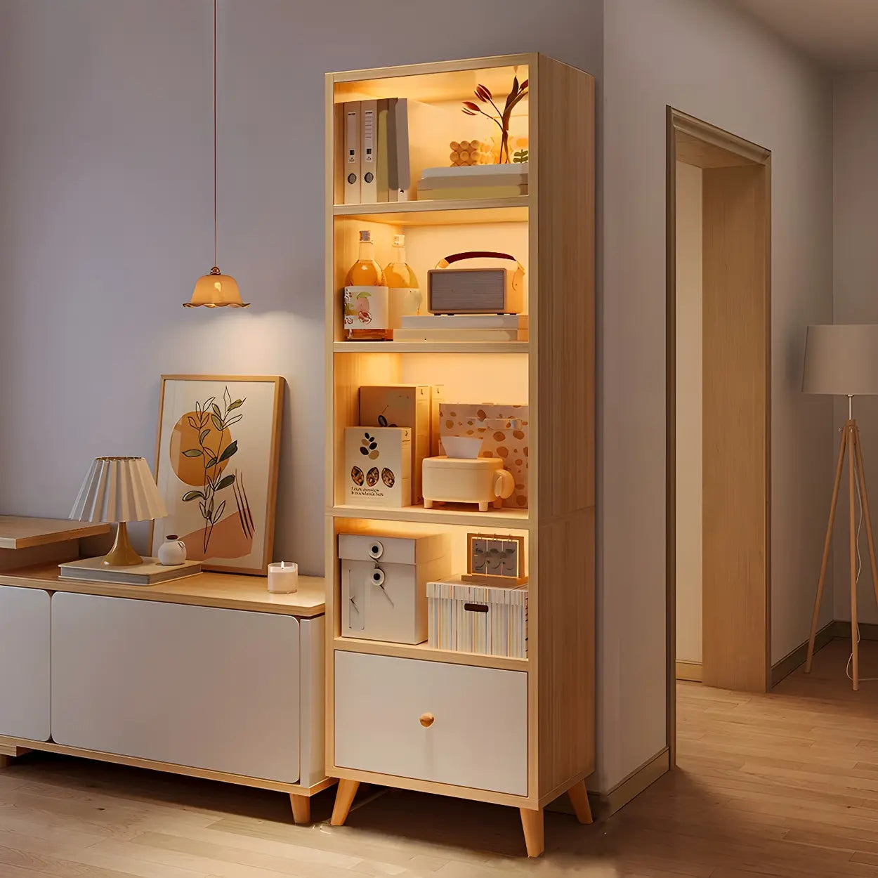 Vertical Wood Storage Bookcase