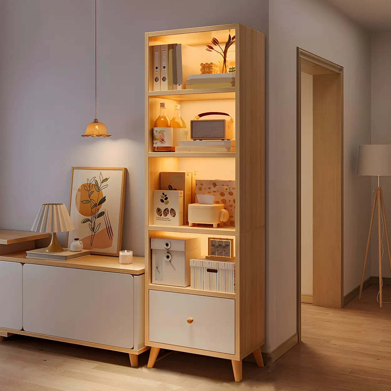Vertical Wood Storage Bookcase