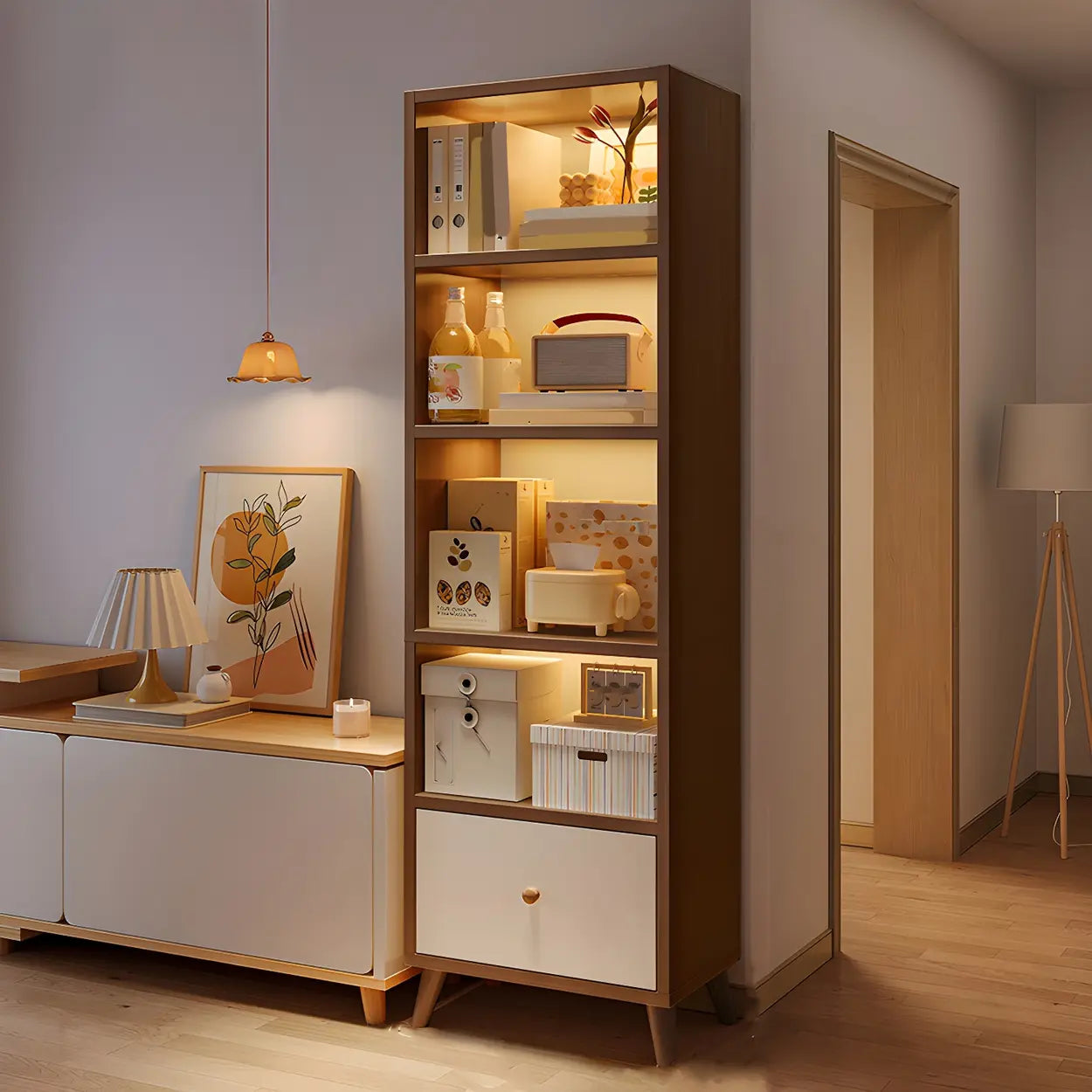 Vertical Wood Storage Bookcase