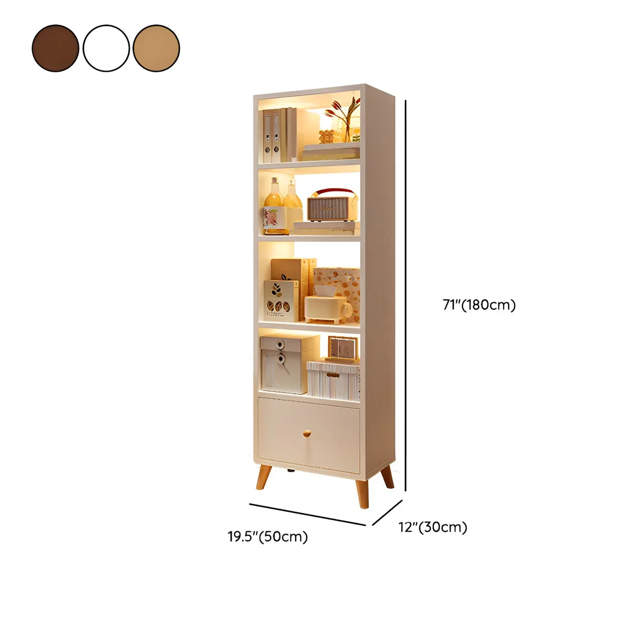 Vertical Wood Storage Bookcase — Natural Finish