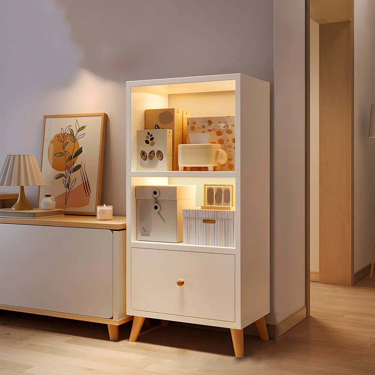 Vertical Wood Storage Bookcase
