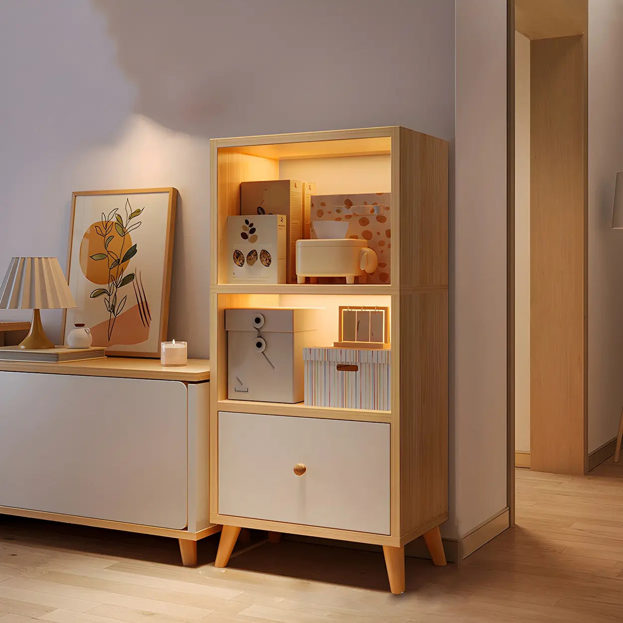 Vertical Wood Storage Bookcase