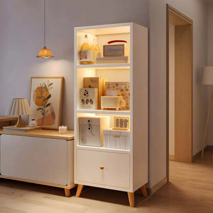 Vertical Wood Storage Bookcase — White