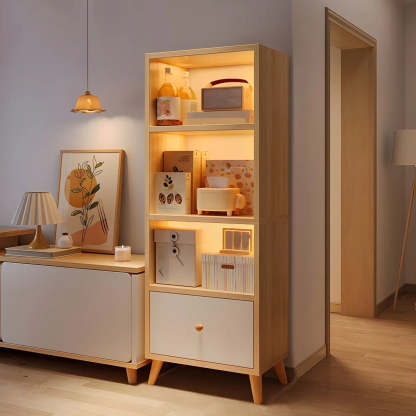Vertical Wood Storage Bookcase — Natural Finish