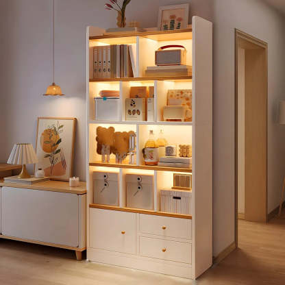Vertical Wood Storage Bookcase — White