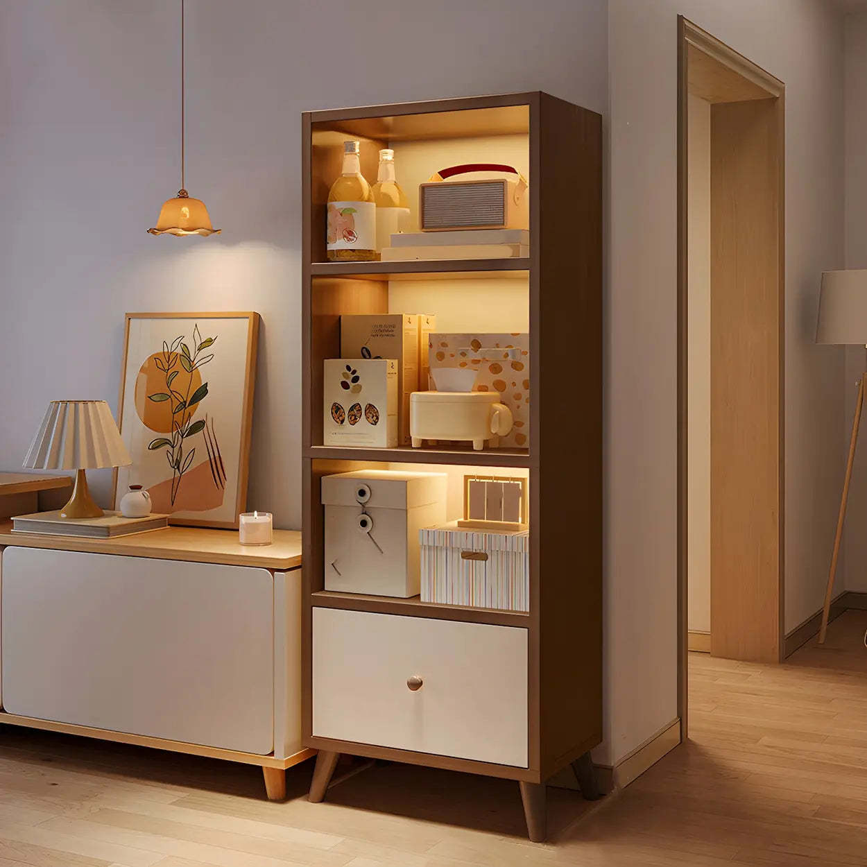 Vertical Wood Storage Bookcase