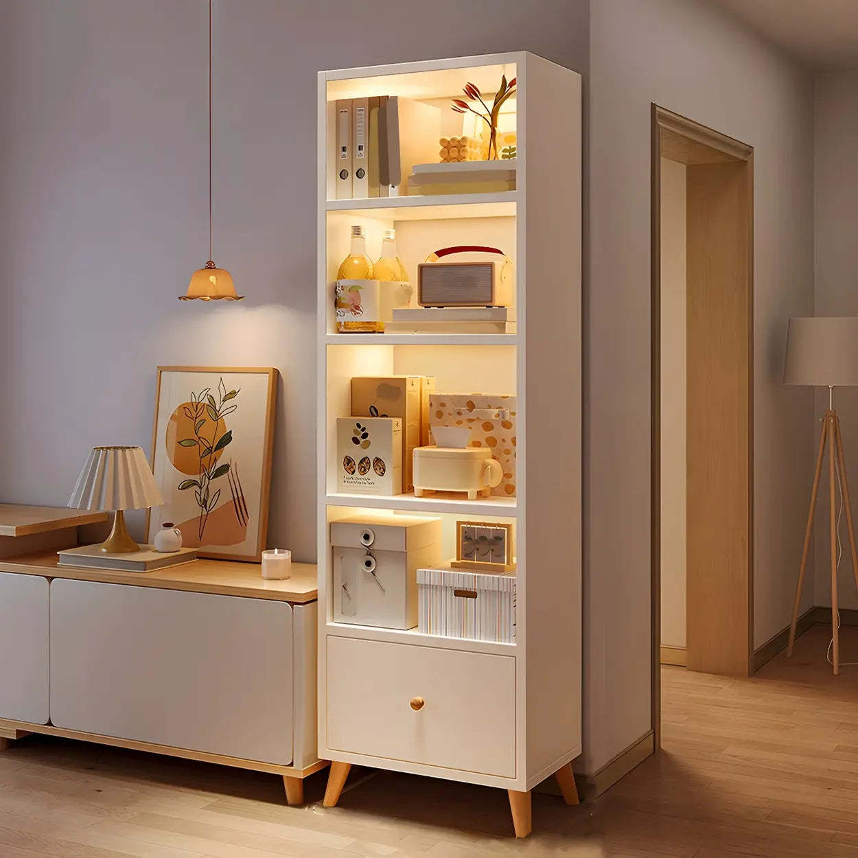 Vertical Wood Storage Bookcase