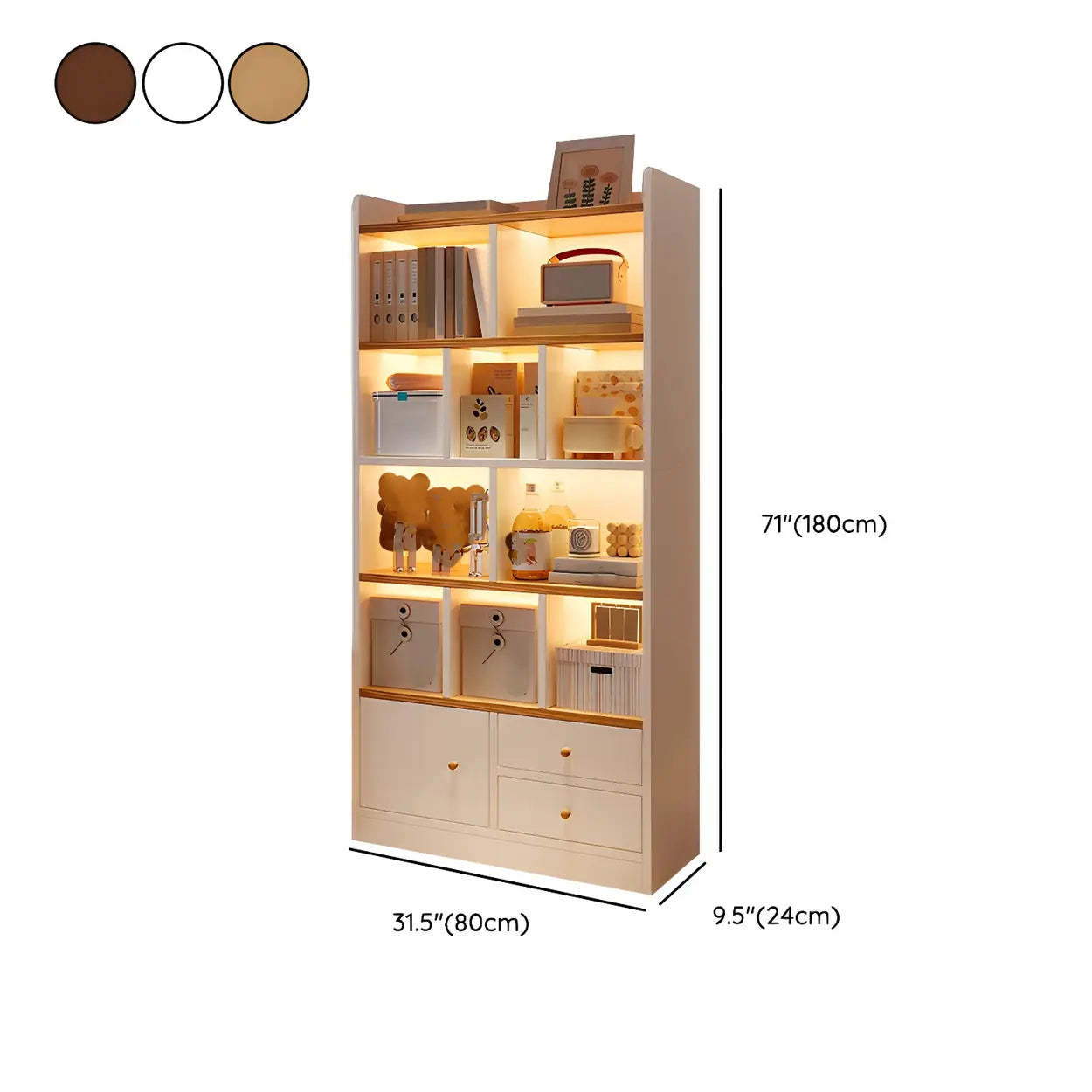 Vertical Wood Storage Bookcase — Natural Finish