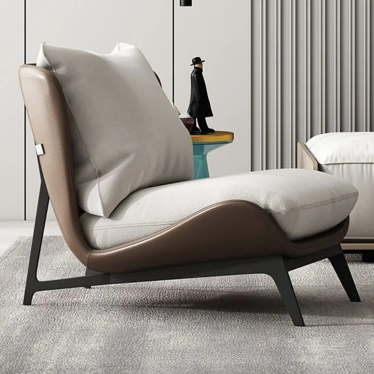 Coffee-Beige Dove Velvet Pillow Back Side Chair