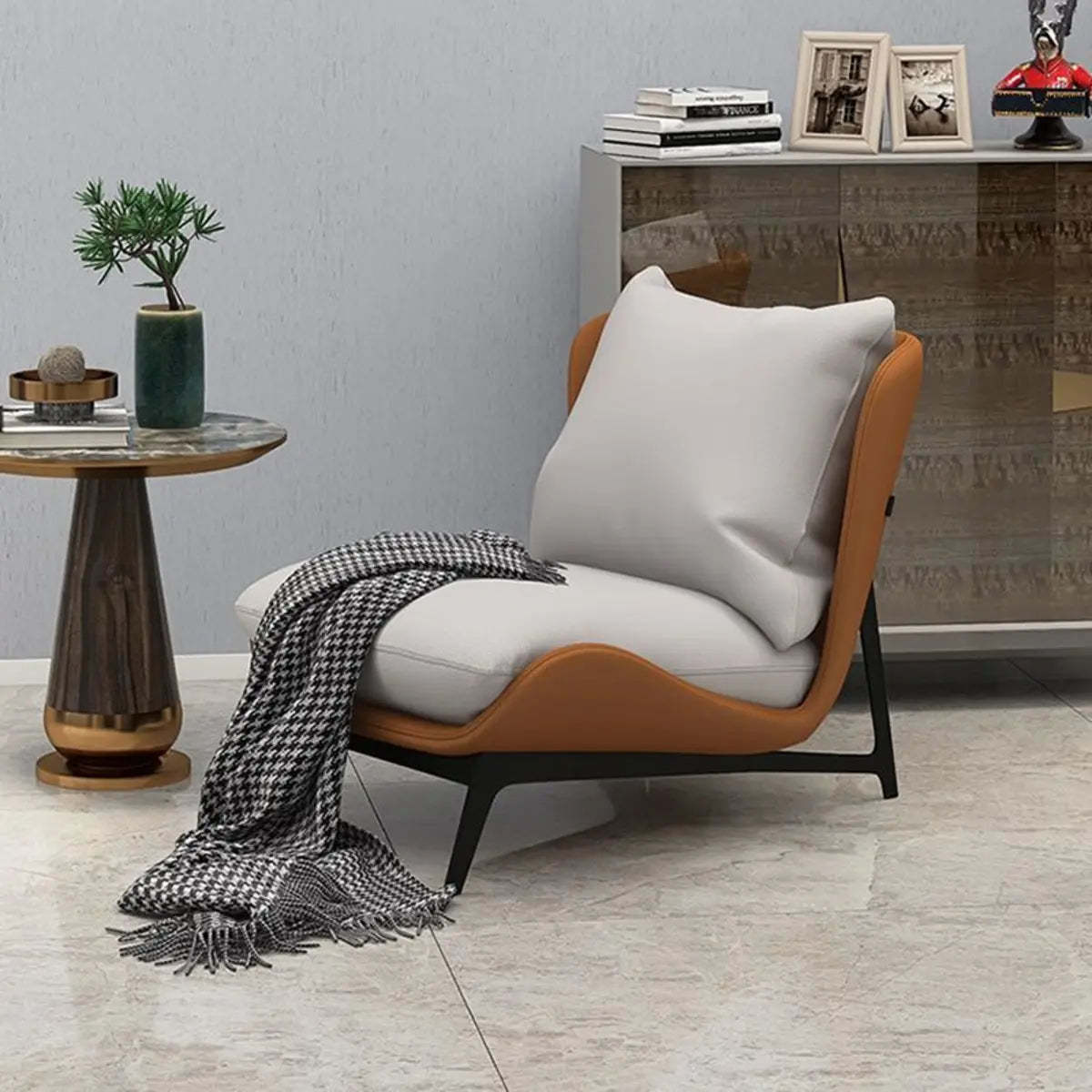 Coffee-Beige Dove Velvet Pillow Back Side Chair — Coffee/ Green / Dove Velvet