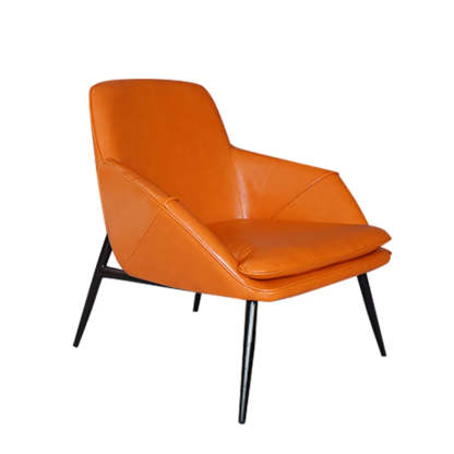 Coffee Leather Sloped Arm Chair — Red / Leather