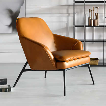 Coffee Leather Sloped Arm Chair — Sky Blue / Leather