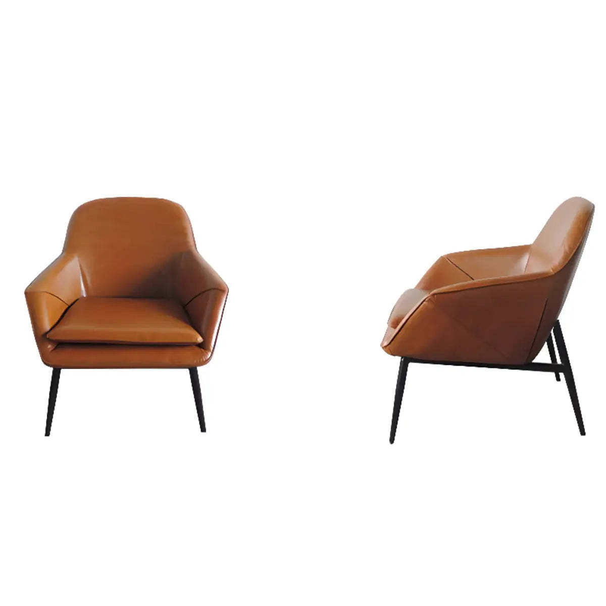Coffee Leather Sloped Arm Chair — Yellow / Leather