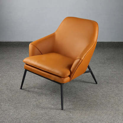 Coffee Leather Sloped Arm Chair